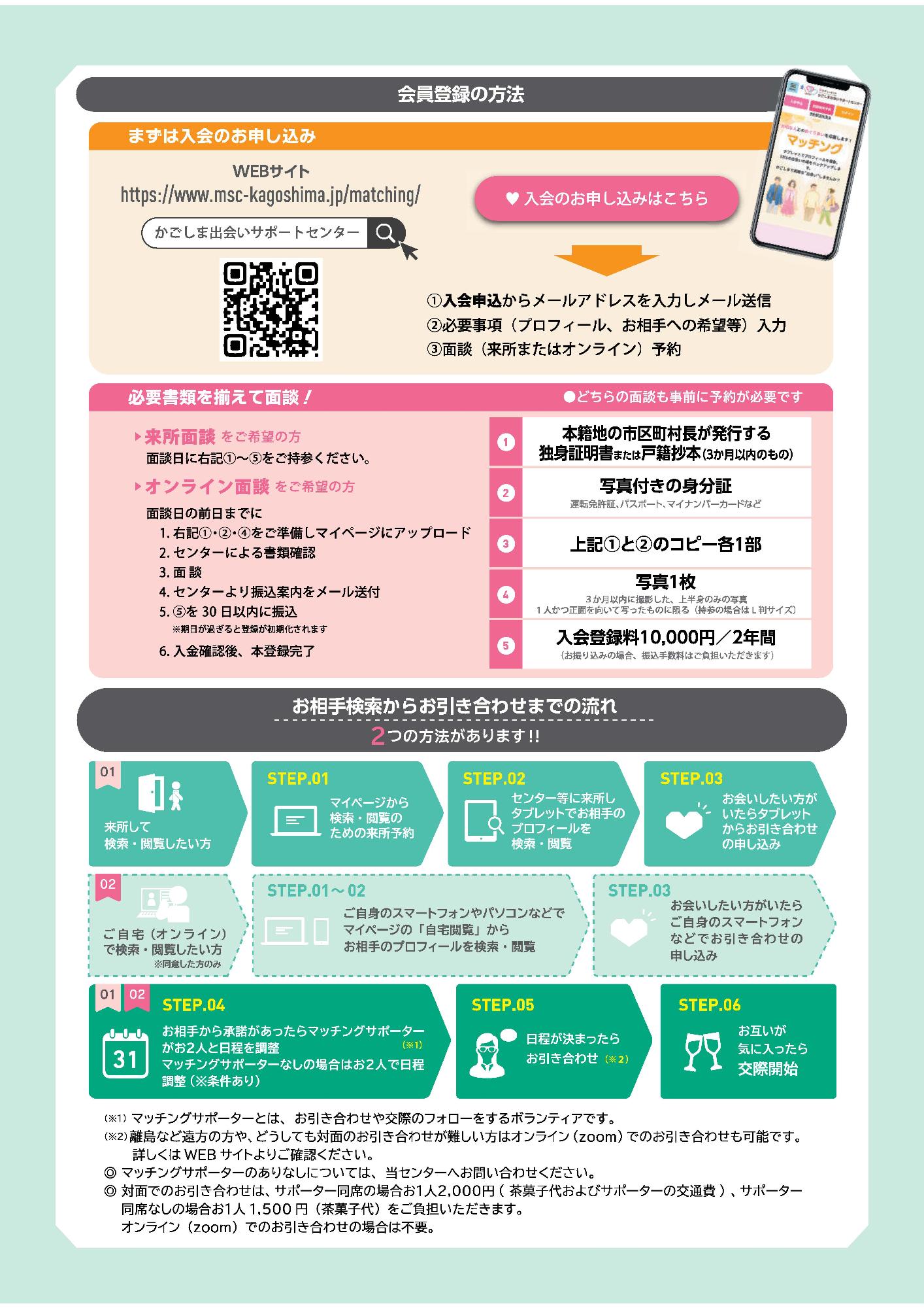 かごしま出会いサポートセンターの案内チラシの裏面の画像
