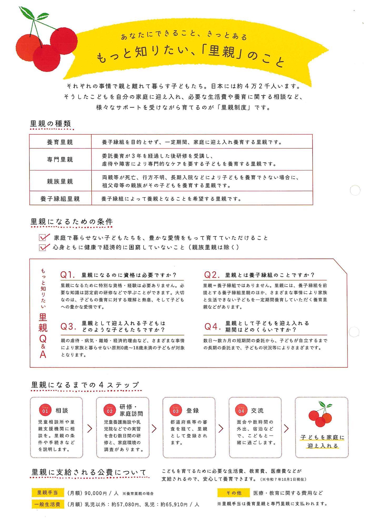 里親制度説明会の案内チラシの裏面の画像