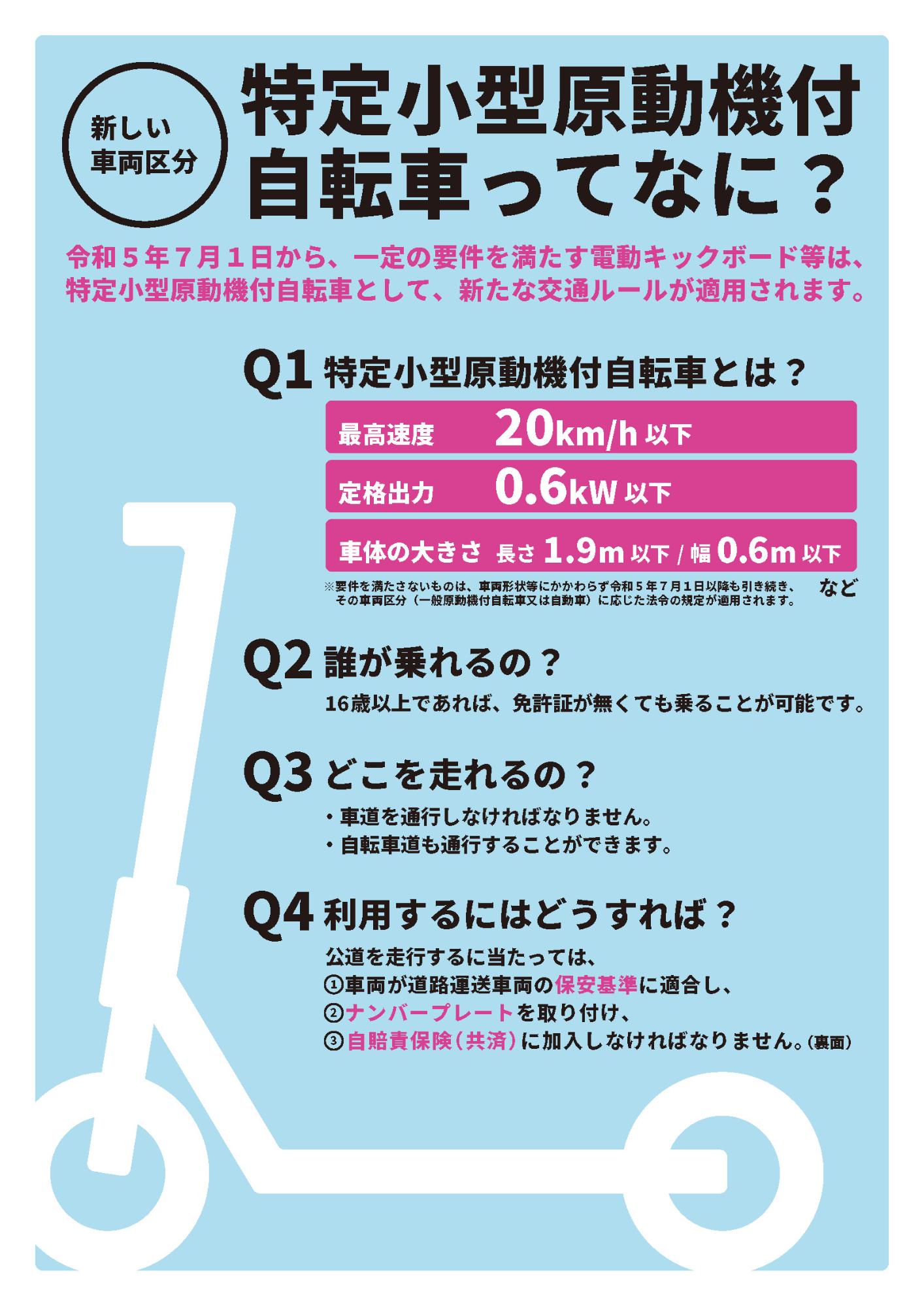 特定小型原動機付自転車ってなに？（表面）