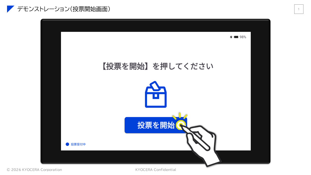 電子投票のデモ開始画面の画像